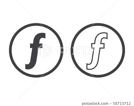 Florin currency vector icon, mathematical function symbol sign Florin currency vector icon, mathematical function symbol sign 58713712