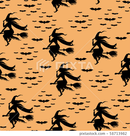Pattern seamless with silhouette Halloween witch Pattern seamless with silhouette Halloween witch 58713982