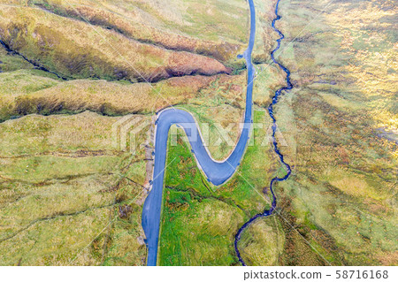 Aerial view from Glengesh Pass by Ardara, Donegal, Ireland 58716168