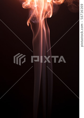Beautiful smoke on the black background - macro photo 58716169