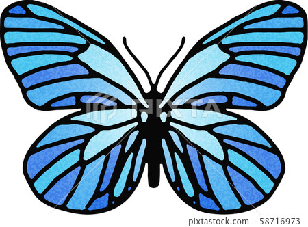 蝴蝶彩繪玻璃（藍色） 58716973