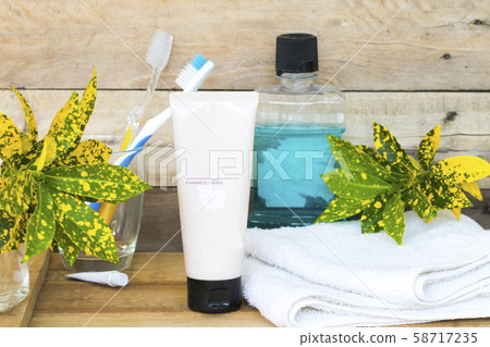 toothbrush ,toothpaste ,mouthwash health care for oral cavity with terry cloth health care for body skin and foaming cleanser for skin face 58717235