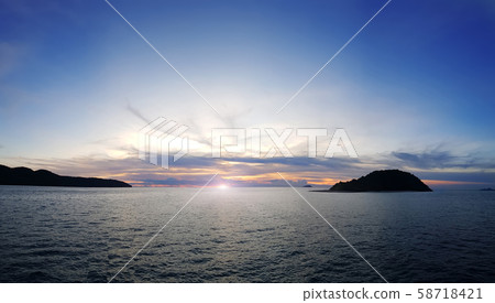 sunset over the sea on twilight time , beautiful of nature sunset over the sea on twilight time , beautiful of nature 58718421