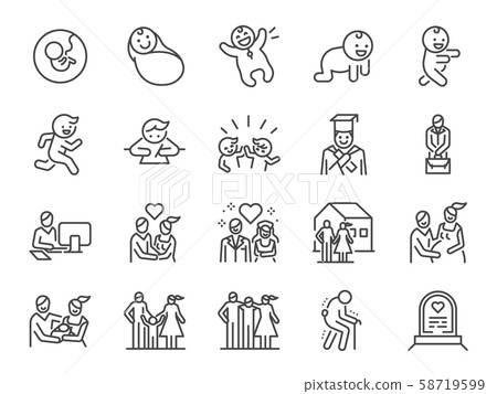 Life Cycle line icon set. Life Cycle line icon set. 58719599