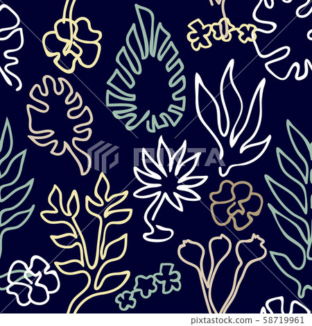 Seamless vector pattern with tropical motifs. 58719961