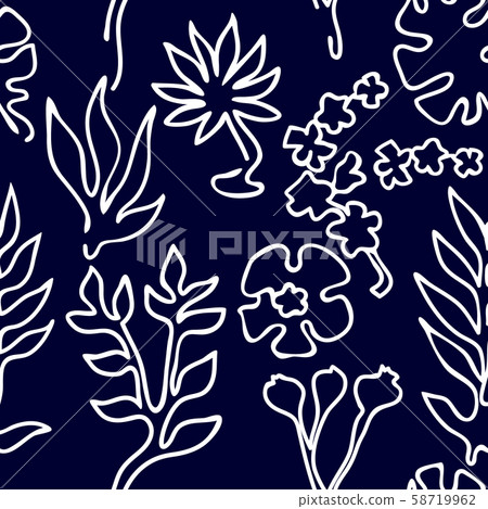 Seamless vector pattern with tropical motifs.  58719962