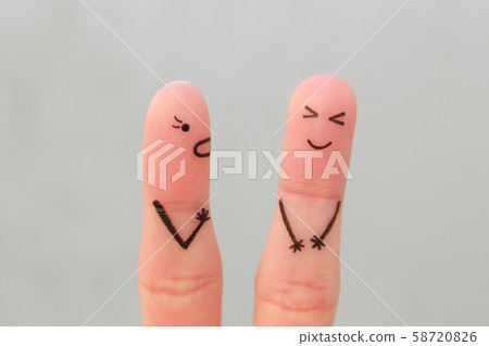 Fingers art of family during quarrel. Concept of Fingers art of family during quarrel. Concept of 58720826