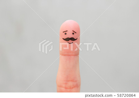 Finger art of happy man with a mustache. Finger art of happy man with a mustache. 58720864