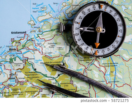 Tourist compass on a map of Norway 58721275