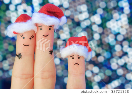 Fingers art of happy couple laughing in New Year 58721538
