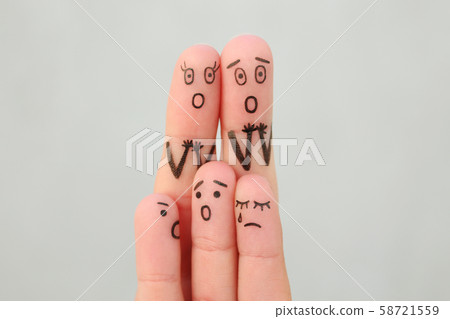 Fingers art of family during quarrel. Concept Fingers art of family during quarrel. Concept 58721559