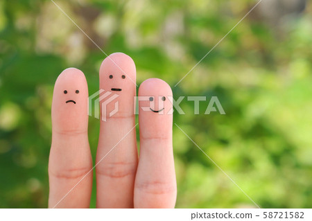 Fingers art of people. Concept of positive and 58721582