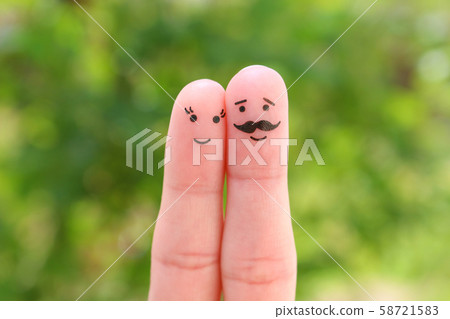 Fingers art of happy couple. Man and woman hug. Fingers art of happy couple. Man and woman hug. 58721583