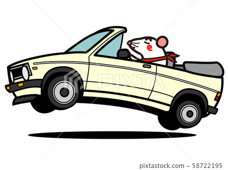2020年新年賀卡材料鼠標和復古敞篷車 58722195