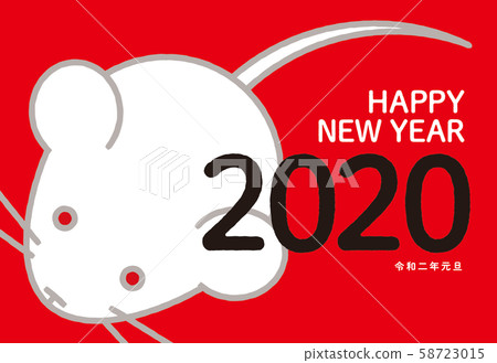 簡單鼠標新年賀卡紅背 58723015