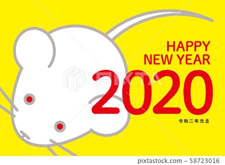Simple mouse New Year's card yellow back 58723016