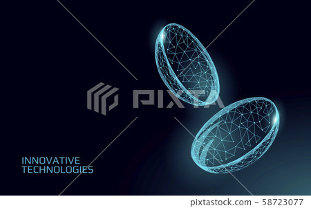 Contact lenses 3D low poly concept. Healthcare eye vision care medicine support. Isolated eyewear 58723077