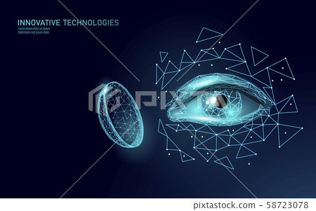 Contact lenses 3D low poly concept. Healthcare eye vision care medicine support. Close up eyesight 58723078