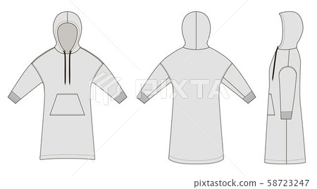 Fashion technical sketch of long smock in vector graphic Fashion technical sketch of long smock in vector graphic 58723247
