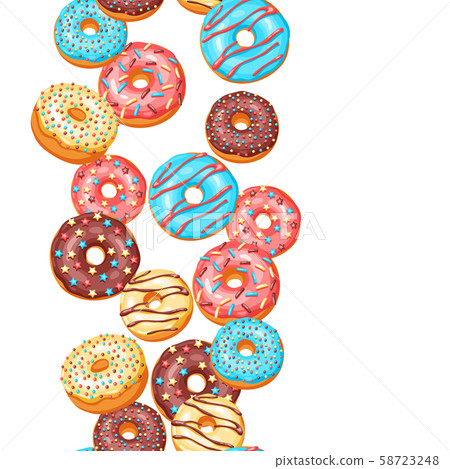 Seamless pattern with glaze donuts and sprinkles. Seamless pattern with glaze donuts and sprinkles. 58723248