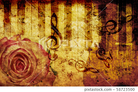 Vintage background with rose and notes Vintage background with rose and notes 58723500
