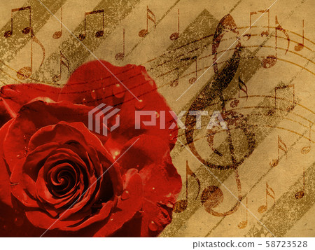 Music rose red background Music rose red background 58723528