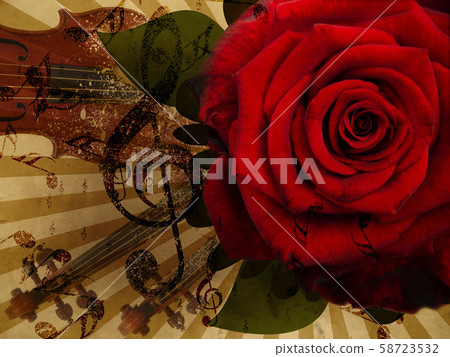Music rose and violin background Music rose and violin background 58723532