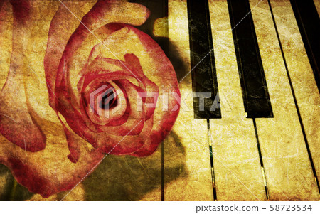 Music background with rose Music background with rose 58723534