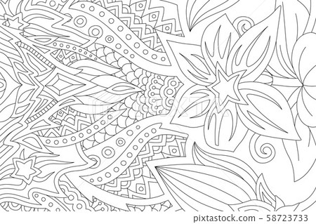 Linear art for coloring book with stylized flowers 58723733