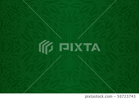 Green art with seamless floral linear pattern 58723743