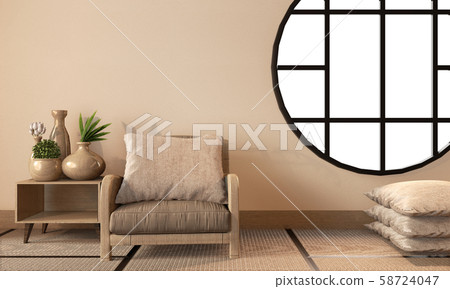 Room japanese style with empty wall background 58724047