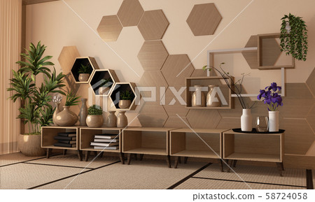 wooden hexagon shelf and tiles on wall and wooden wooden hexagon shelf and tiles on wall and wooden 58724058