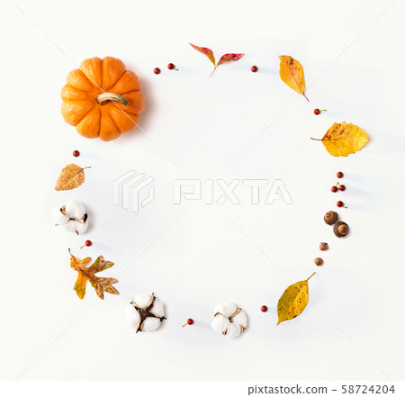 Autumn theme with orange pumpkin Autumn theme with orange pumpkin 58724204