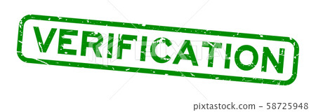 Grunge green verification word square rubber seal stamp 58725948