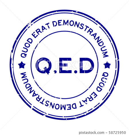 Grunge blue Q.E.D. rubber stamp 58725950