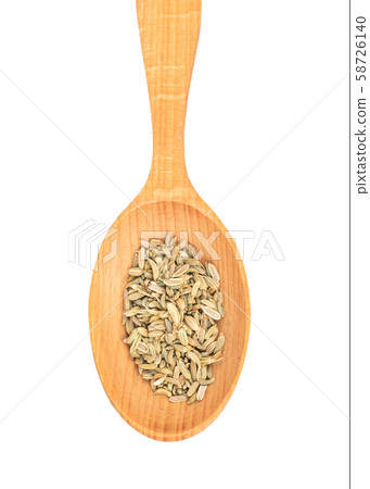 Dry fennel in spoon Dry fennel in spoon 58726140