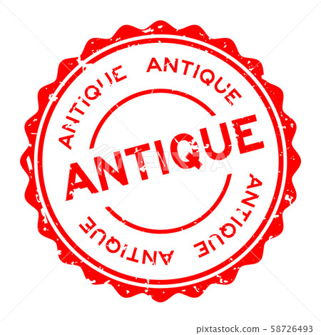Grunge red antique word round rubber seal stamp Grunge red antique word round rubber seal stamp 58726493