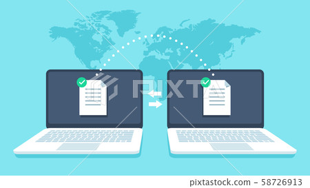 Notebooks file transfer. Data transmission, ftp files receiver and notebook computer backup copy Notebooks file transfer. Data transmission, ftp files receiver and notebook computer backup copy 58726913