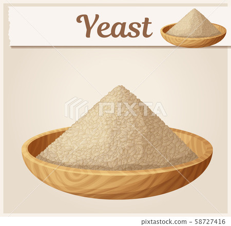 Dry yeast in wooden plate illustration. Cartoon vector icon Dry yeast in wooden plate illustration. Cartoon vector icon 58727416