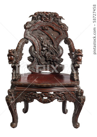 Antique Chinese chair carved with dragons Antique Chinese chair carved with dragons 58727458