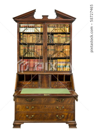 Beautiful old bureau bookcase open isolated on 58727465