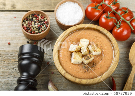 homemade cream soup on the table homemade cream soup on the table 58727939