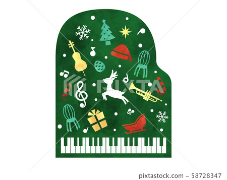 Christmas and piano watercolor 58728347