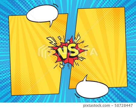 Versus comic frame. Vs comics book frames with cartoon text speech bubbles on halftone stripes Versus comic frame. Vs comics book frames with cartoon text speech bubbles on halftone stripes 58728447