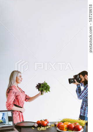 professional food photography woman fresh herbs 58728658