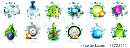 Collection of Christmas and New Year decorations buttons Collection of Christmas and New Year decorations buttons 58728851