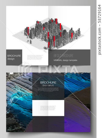 Vector layout of two A4 format modern cover mockups design templates for bifold brochure, flyer 58729164