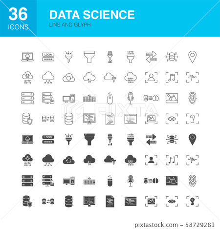 Data Science Line Web Glyph Icons Data Science Line Web Glyph Icons 58729281