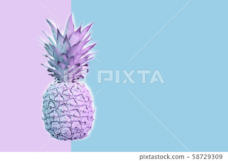 Contemporary art collage with pineapple. Exotic tropical fruit. Pop art. Perfect for invitations 58729309