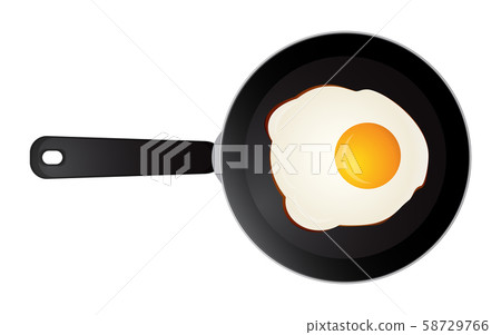 Sunny side fried egg on black frying pan Sunny side fried egg on black frying pan 58729766